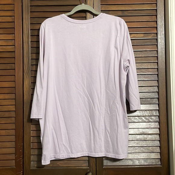 Lands End lilac cotton tunic 3/4 sleeves large L 14/16 excellent condition - Picture 5 of 6